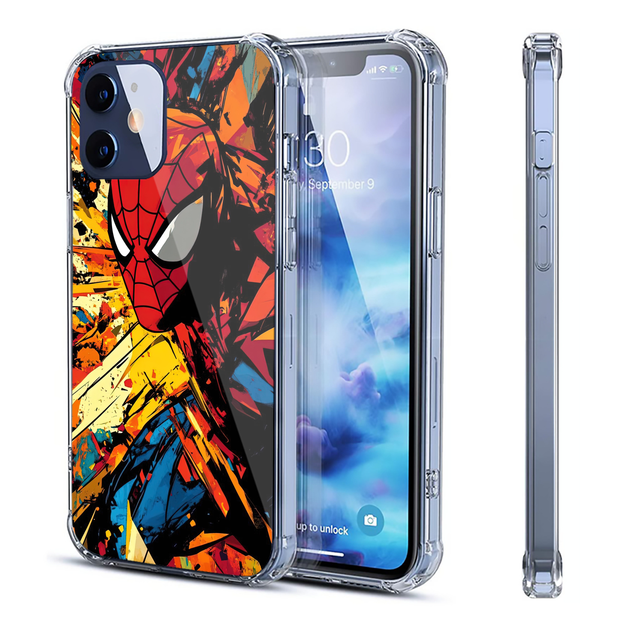（画像用） Spider Man スパイダーマン 【iPhone 12シリーズ対応】透明スマホケース（クリアソフトケース）